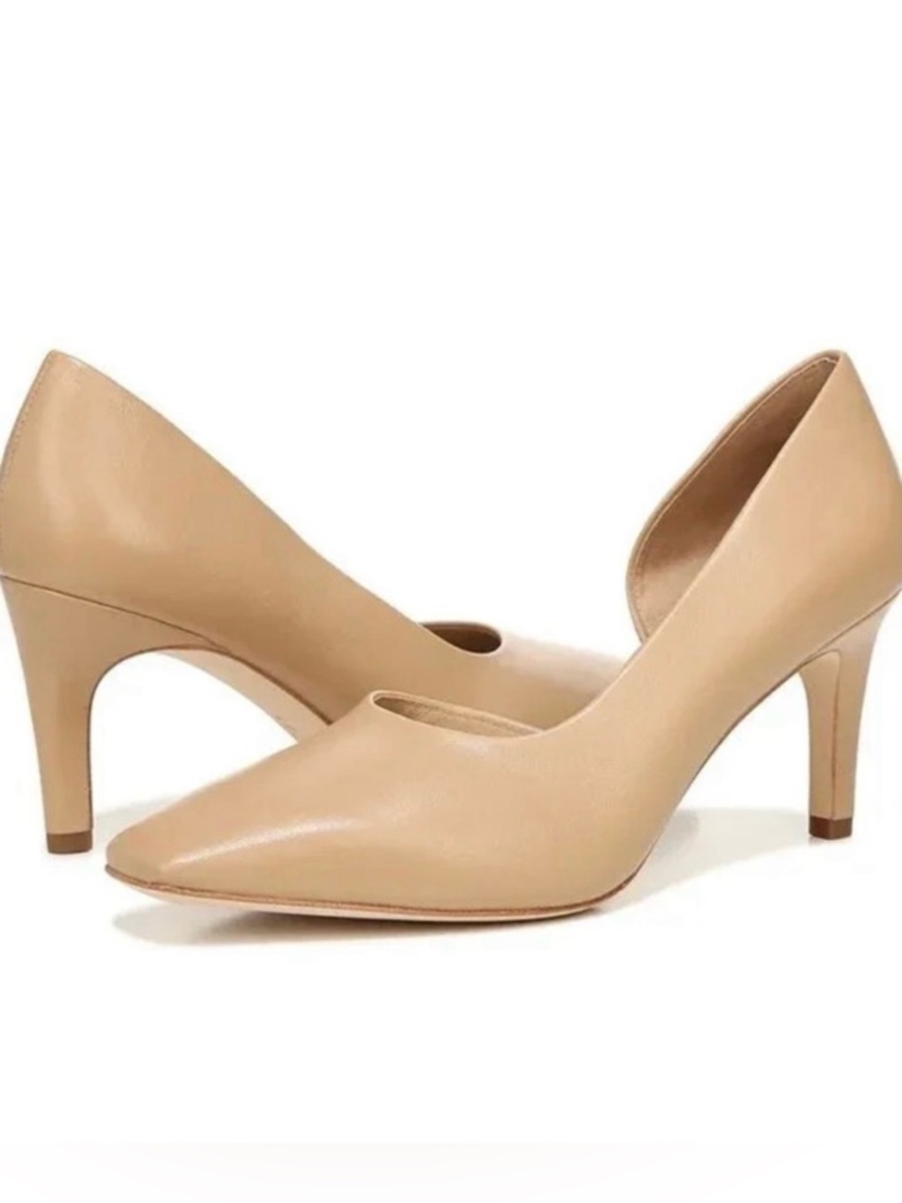 Vince Camuto Womens Tiana Square Toe Leather Pump Heel Tan Neutral NWOT Size 6.5
